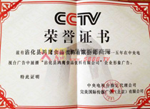 中央電視臺廣告展播榮譽證書