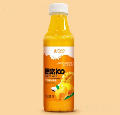 玉川果先生芒果粒+椰果復合芒果汁飲料1L