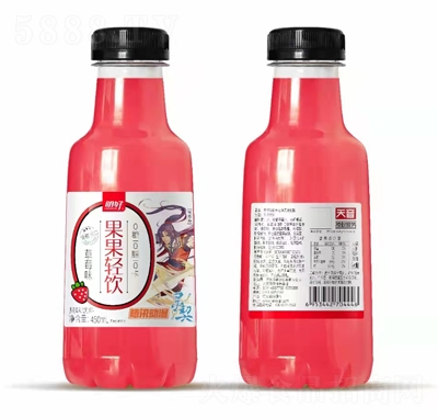 明好果果輕飲風味飲料果味飲料招商代理批發(fā)450ml騰訊動漫簽約草莓味