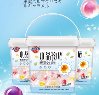 蠟筆小新水晶物語夾心軟糖水果爆漿軟糖網(wǎng)紅零食桶裝