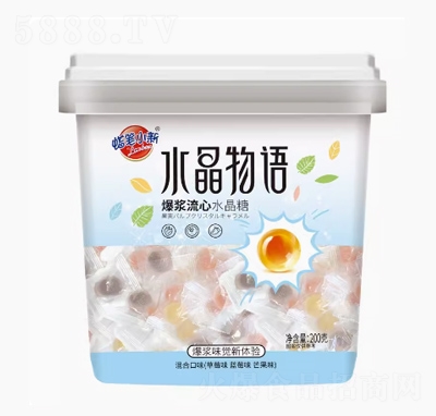 蠟筆小新水晶物語夾心軟糖水果味爆漿軟糖網(wǎng)紅零食桶裝