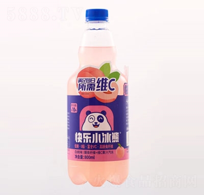 快樂小冰熊白桃味膳食纖維+維C果汁汽水800ml