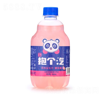 夏朵抱個汽混合果汁汽水白桃味500ml